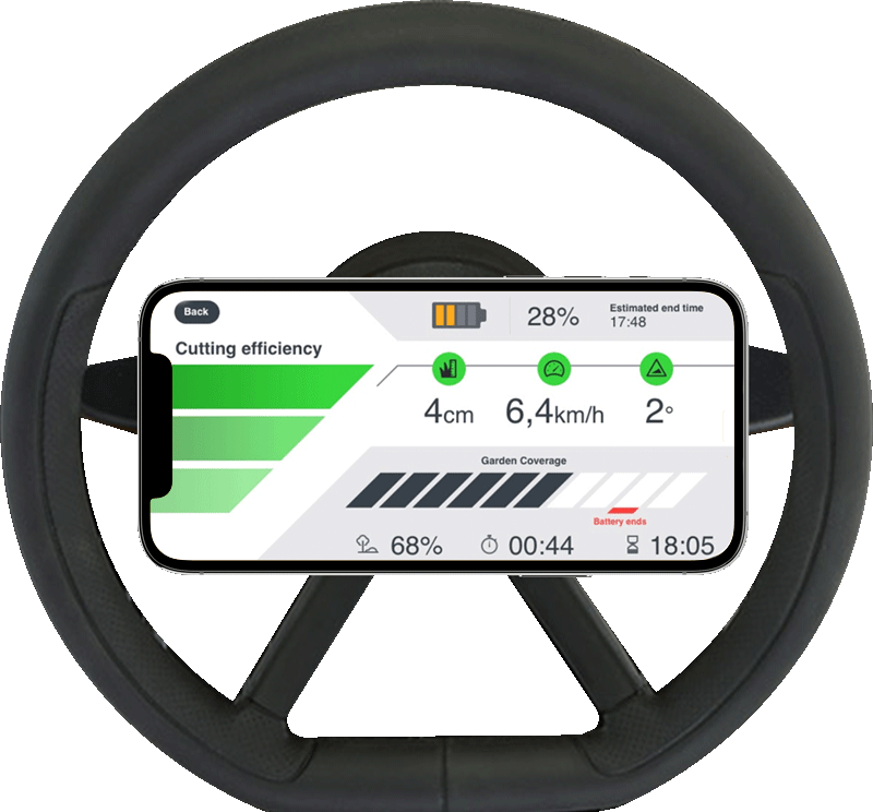 Volan tractoras gazon cu stativ smartphone
