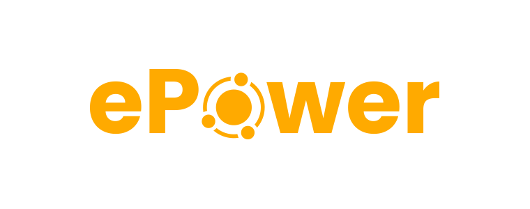 ePower logo on a blue blackground 